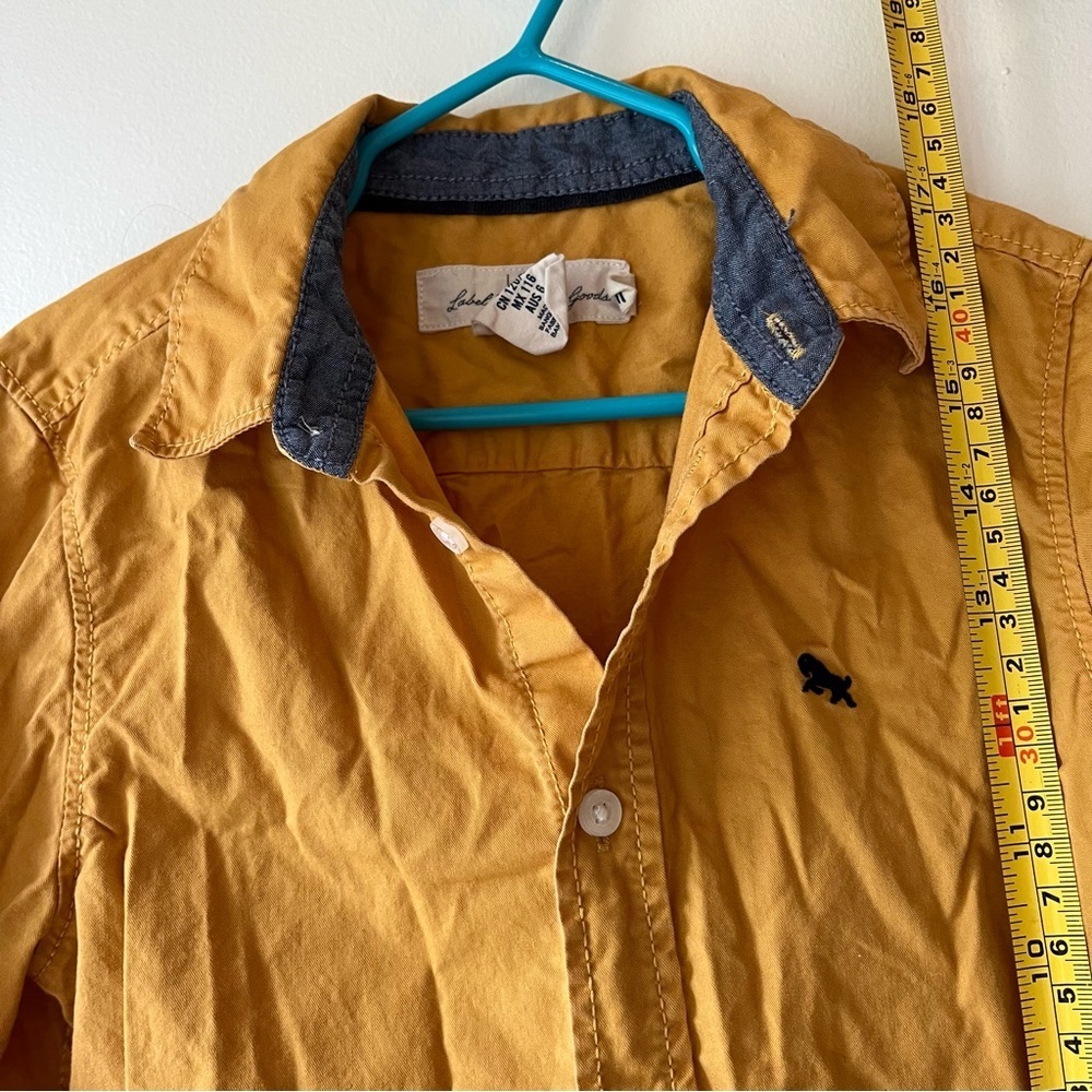 🌼 5/$20 H&M L.O.G.G. Mustard Yellow Boys Button Down Shirt Long Sleeve Size 5-6Y - Picture 6 of 11